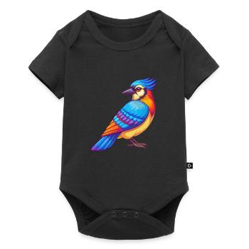 Blauhäher Bunte Kawaii Cartoon Figur Vogel - Baby Premium Kurzarmbody - Schwarz - Vorne