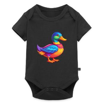 Mallard Colorful Kawaii Cartoon Character Bird - Baby Premium short-sleeve bodysuit - black - Front