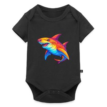 requin-marteau coloré Kawaii dessin animé Clipart - Body à manches courtes Premium Bébé - noir - Devant