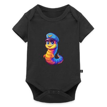 Marine Wurm Bunt Kawaii Cartoon Meerestier - Baby Premium Kurzarmbody - Schwarz - Vorne