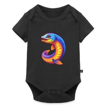 Sea Lamprey Colorful Kawaii Cartoon Sea Animal - Baby Premium short-sleeve bodysuit - black - Front