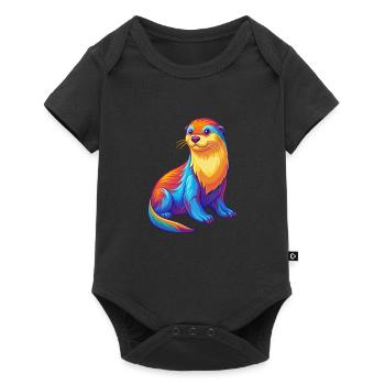 Sea Otter Colorful Kawaii Cartoon Sea Animal - Baby Premium short-sleeve bodysuit - black - Front
