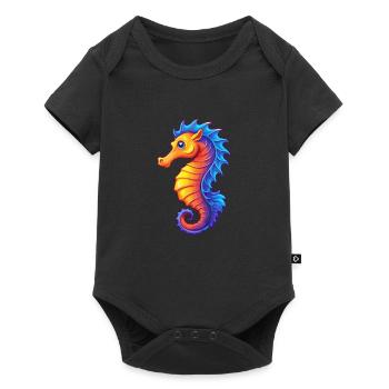 Sea Horse Colorful Kawaii Cartoon Sea Animal - Baby Premium short-sleeve bodysuit - black - Front