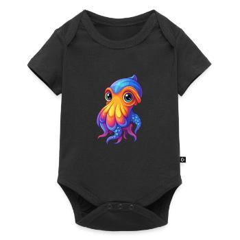 Cuttlefish Colorful Kawaii Cartoon Sea Animal - Baby Premium short-sleeve bodysuit - black - Front