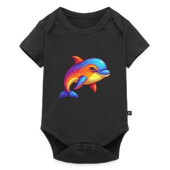 baleine à bec coloré Kawaii dessin animé Clipart - Body à manches courtes Premium Bébé - noir - Devant