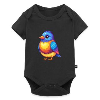 Fink, bunter Kawaii, Zeichentrickfigur, Vogel - Baby Premium Kurzarmbody - Schwarz - Vorne
