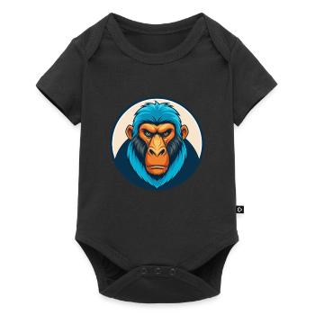 Babouin mignon kawaii dessin animé Clipart Animal Animal Pet Logo - Body à manches courtes Premium Bébé - noir - Devant