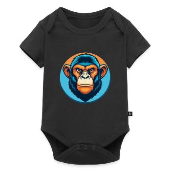 Bonobo Cute Kawaii Cartoon Clipart Animal Pet Logo - Baby Premium short-sleeve bodysuit - black - Front