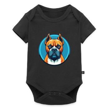Boxer chien mignon Kawaii dessin animé animal animal logo - Body à manches courtes Premium Bébé - noir - Devant