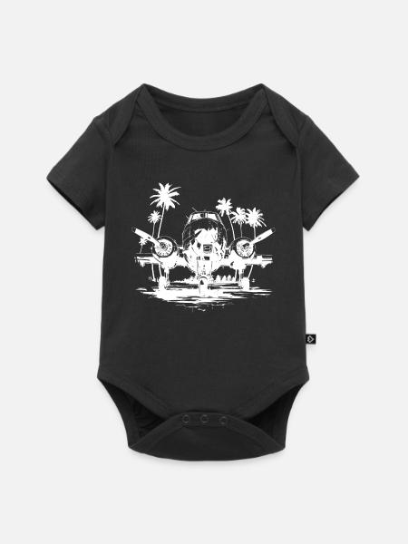 Flugzeug Zeichnung - Baby Premium Kurzarmbody - Schwarz