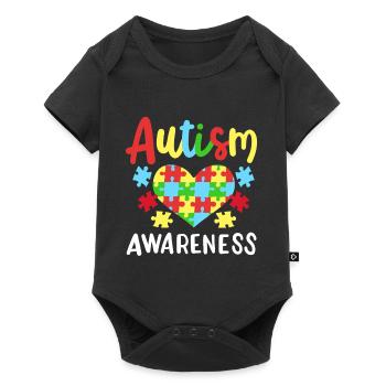 Autismus Puzzleteile Herz - Baby Premium Kurzarmbody - Schwarz - Vorne