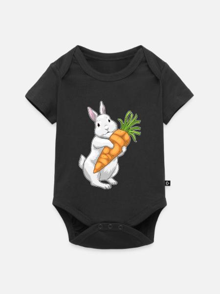 Hase Karotte - Baby Premium Kurzarmbody - Schwarz