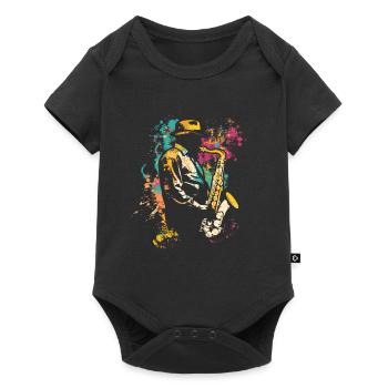 Saxophone player street art - Baby Premium short-sleeve bodysuit - black - Front