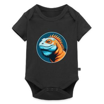 Iguana Cute Kawaii Cartoon Clipart Animal Pet Logo - Baby Premium short-sleeve bodysuit - black - Front