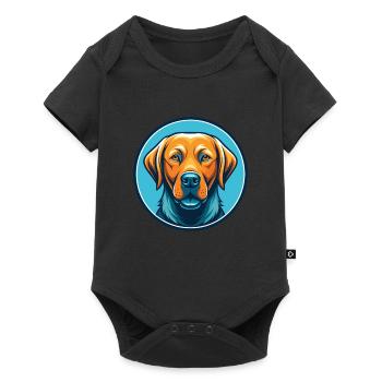 Labrador retriever chien Kawaii dessin animé logo pour animaux de compagnie - Body à manches courtes Premium Bébé - noir - Devant