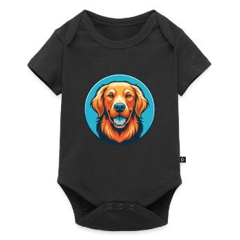 Golden Retriever Dog Cute Kawaii Cartoon Pet Logo - Baby Premium short-sleeve bodysuit - black - Front