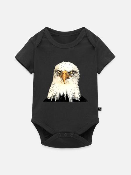 Adlerkopf Illustration mit intensivem Blick - Baby Premium Kurzarmbody - Schwarz