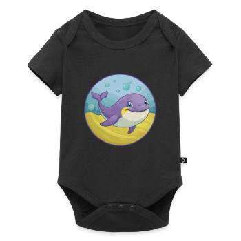 baleine mignon Kawaii dessin animé Clipart Animal de compagnie - Body à manches courtes Premium Bébé - noir - Devant