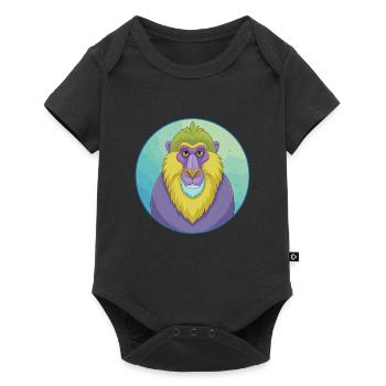 Mandrill Cute Kawaii Cartoon Clipart Animal Pet - Baby Premium short-sleeve bodysuit - black - Front