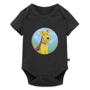 Airedale Terrier Chien Mignon Kawaii Dessin Animé Animal - Body à manches courtes Premium Bébé - noir - Devant