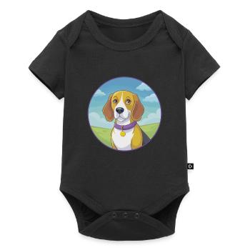 Beagle Dog Cute Kawaii Cartoon Clipart Animal Pet - Baby Premium short-sleeve bodysuit - black - Front