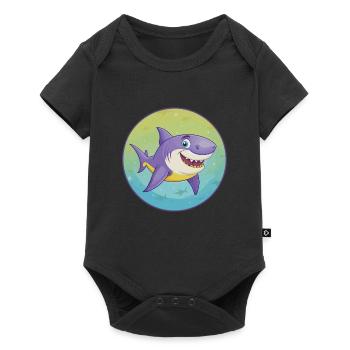 requin mignon kawaii dessin animé clipart animal de compagnie - Body à manches courtes Premium Bébé - noir - Devant