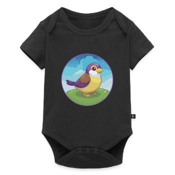 Spatz Niedlich Kawaii Cartoon Clipart Tier Haustier - Baby Premium Kurzarmbody - Schwarz - Vorne
