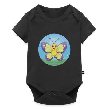 papillon mignon kawaii dessin animé clipart animal de compagnie - Body à manches courtes Premium Bébé - noir - Devant