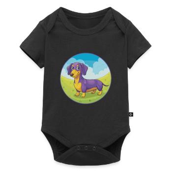Dachshund Dog Cute Kawaii Cartoon Clipart Animal - Baby Premium short-sleeve bodysuit - black - Front