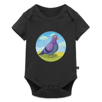 Pigeon Mignon Kawaii Dessin animé Clipart Animal de compagnie - Body à manches courtes Premium Bébé - noir - Devant