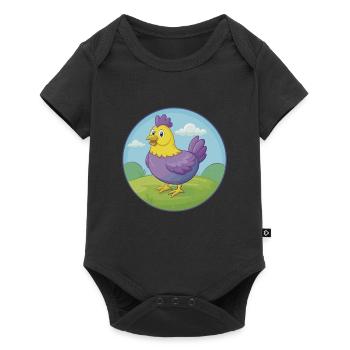 Poule mignon Kawaii dessin animé Clipart Animal de compagnie - Body à manches courtes Premium Bébé - noir - Devant