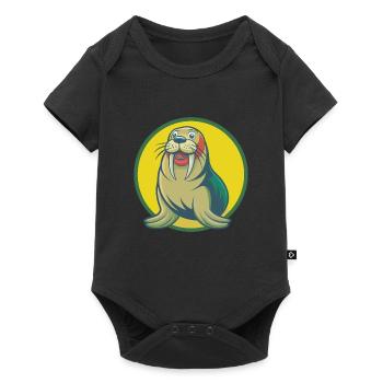morse mignon kawaii dessin animé clipart animal de compagnie - Body à manches courtes Premium Bébé - noir - Devant