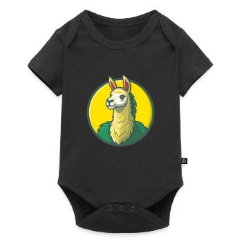 Lama mignon Kawaii dessin animé Clipart Animal de compagnie - Body à manches courtes Premium Bébé - noir - Devant