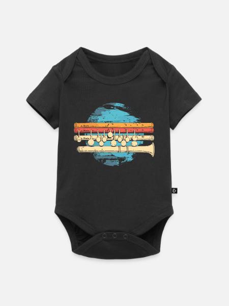 Flöte Grafik - Baby Premium Kurzarmbody - Schwarz