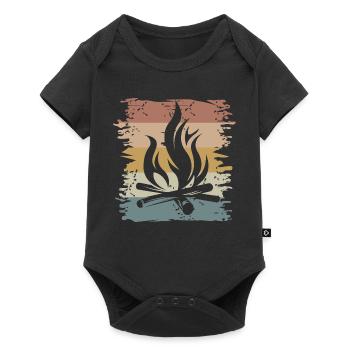 retro campfire survival outdoor bushcraft icon - Baby Premium short-sleeve bodysuit - black - Front