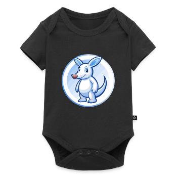 Aardvark Bleu Kawaii Dessin Animé Personnage Clipart Animal de compagnie - Body à manches courtes Premium Bébé - noir - Devant