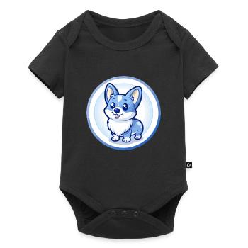 Corgi Dog Blue Kawaii Cartoon Character Clipart - Baby Premium short-sleeve bodysuit - black - Front