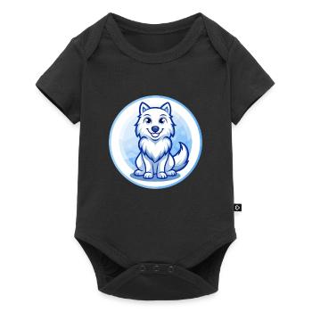 Arctic Wolf Blue Kawaii Cartoon Character Clipart - Baby Premium short-sleeve bodysuit - black - Front