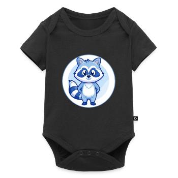 raton laveur bleu kawaii dessin animé personnage clipart animal de compagnie - Body à manches courtes Premium Bébé - noir - Devant