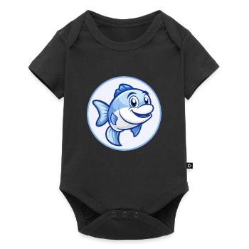 Fish Blue Kawaii Cartoon Character Clipart Pet - Baby Premium short-sleeve bodysuit - black - Front