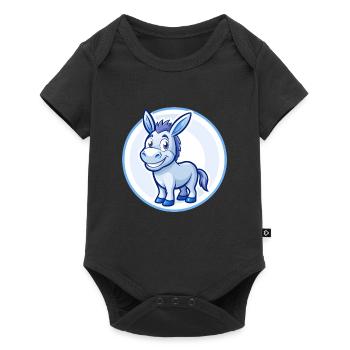 Âne Bleu Kawaii Dessin Animé Personnage Clipart Animal de compagnie - Body à manches courtes Premium Bébé - noir - Devant