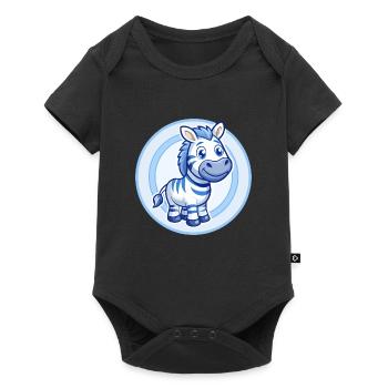 Zebra Blue Kawaii Cartoon Character Clipart Pet - Baby Premium short-sleeve bodysuit - black - Front