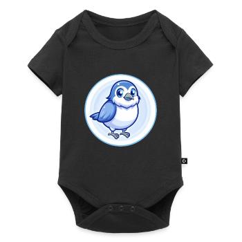 Spatz Blau Kawaii Cartoon Figur Clipart Haustier - Baby Premium Kurzarmbody - Schwarz - Vorne