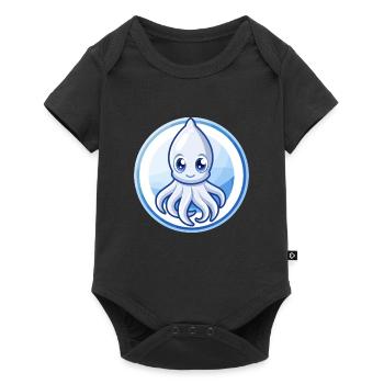 Squid Blue Kawaii Cartoon Character Clipart Pet - Baby Premium short-sleeve bodysuit - black - Front