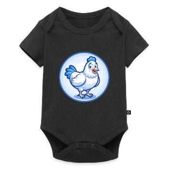 Poule Bleu Mignon Kawaii Dessin Animé Personnage Clipart Animal de compagnie - Body à manches courtes Premium Bébé - noir - Devant
