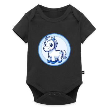 Cheval Bleu Kawaii Dessin Animé Personnage Clipart Animal de compagnie - Body à manches courtes Premium Bébé - noir - Devant