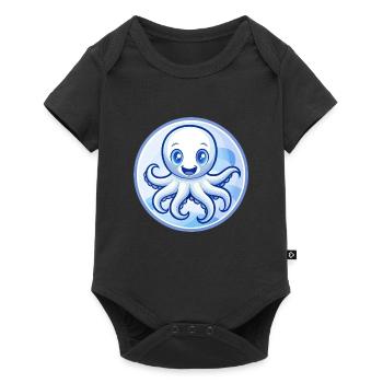 Octopus Blue Kawaii Cartoon Character Clipart Pet - Baby Premium short-sleeve bodysuit - black - Front