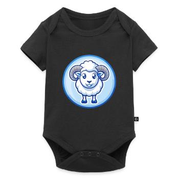 Ram Blau Niedlich Kawaii Cartoon Figur Clipart Haustier - Baby Premium Kurzarmbody - Schwarz - Vorne