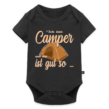 Camping im Zelt - Baby Premium Kurzarmbody - Schwarz - Vorne