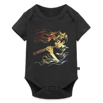 Flûte Garçon Dessin Vintage - Body à manches courtes Premium Bébé - noir - Devant